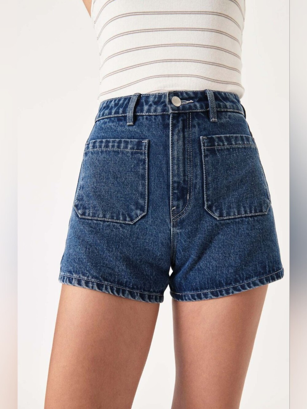 Rolla's Dusters High Rise Slim Denim Shorts - Blue Denim - Size 28 (Aussie 10)
